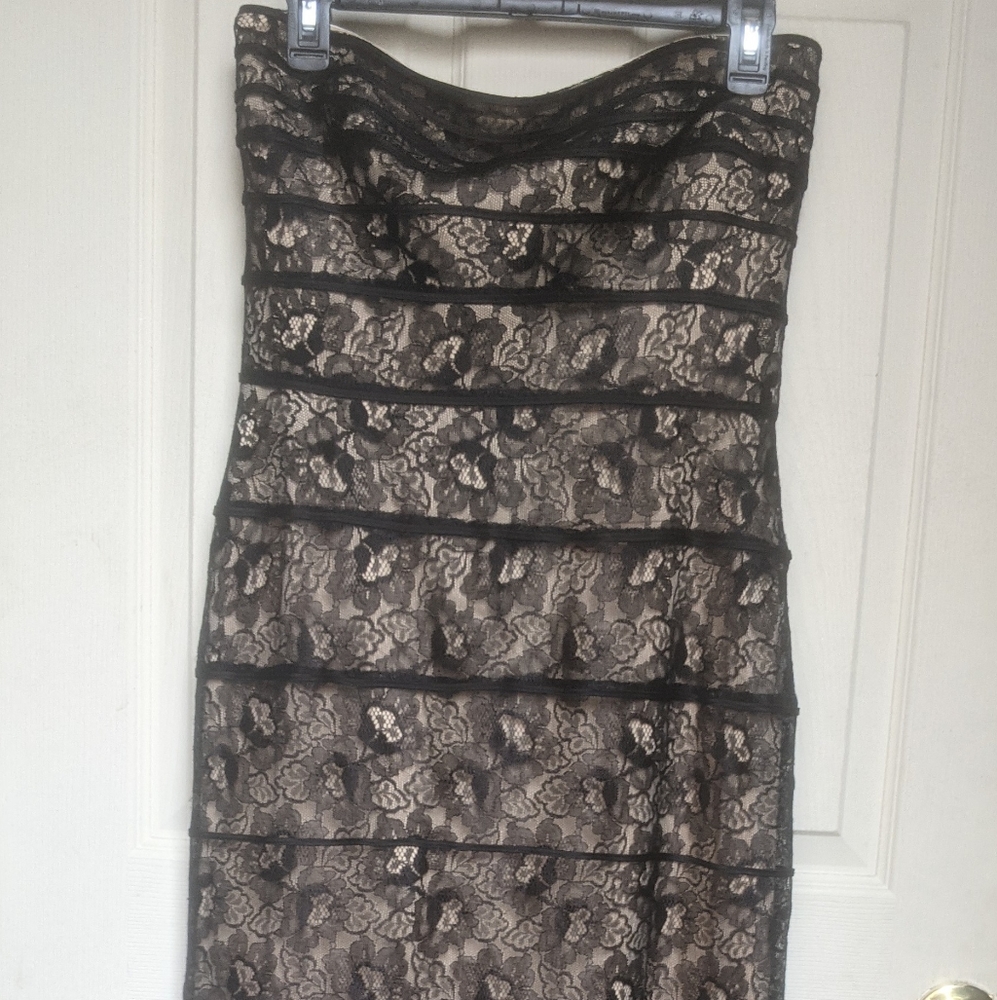 Black Lace Tadashi  Strapless Dress
